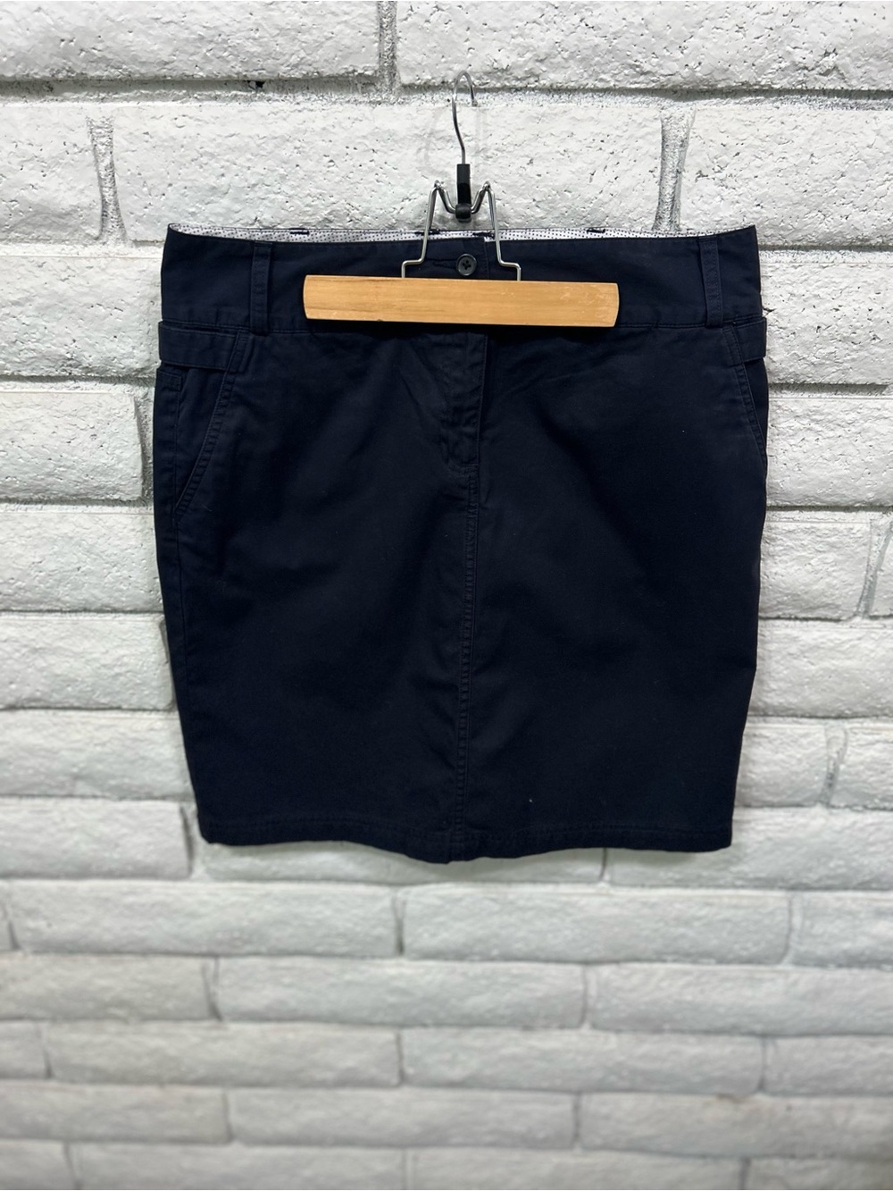 Lands' End Black Cotton Twill Button Short‎ Skirt Women Size 10